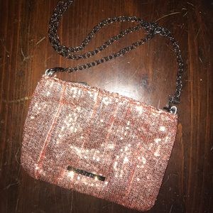 BCBG rose-gold sequin crossbody